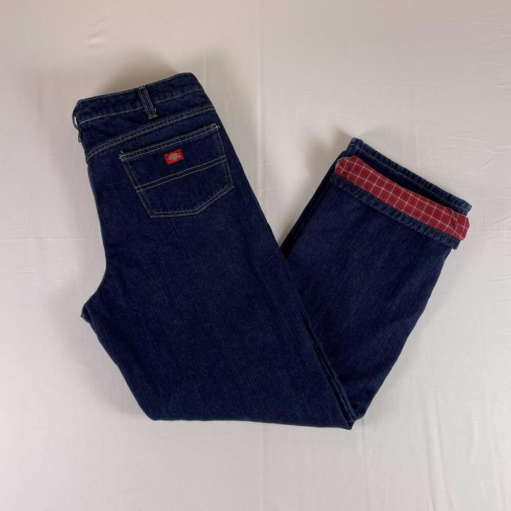 Dickies Flannel Lined Jeans | Red Plaid Lining | 16 Tall